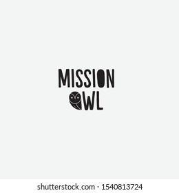 Type Logo Design. Owl Icon. 