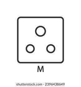 Type M electrical socket, linear icon. Line with editable stroke