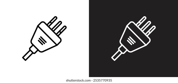 Type N power socket icon. Electrical symbol of power cable sign, Types of electrical sockets and plugs. World standard. AC power connector, International electric socket on black and white background.