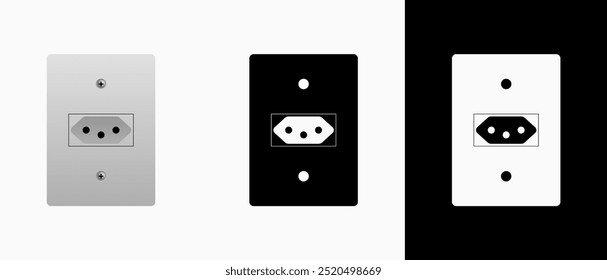Type N Socket Icons: vector illustration of type N socket icons with black and white background