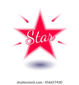 Type on red star, white background