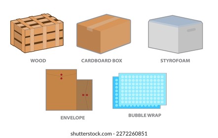 type of packaging realistic isolated on white - 3d illustration