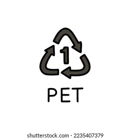 type of plastic symbol pet doodle icon, vector illustration