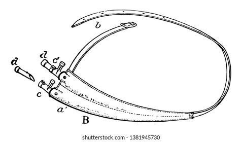 A type of pouch used to carry a hunting shot, vintage line drawing or engraving illustration.