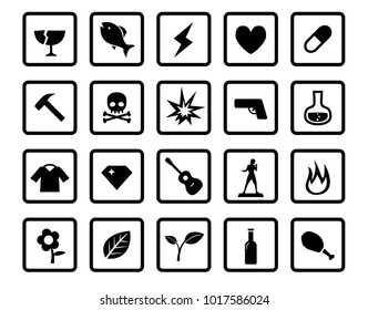 Type of product icons in simple style, vector