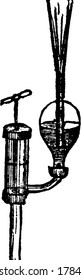 A Type of pump used to throw water to a distance, vintage line drawing or engraving illustration.