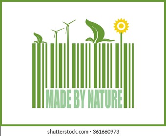 Type of renewable energy info graphics background. There are solar, wind, bio fuel energy for layout, banner, web design, statistic, brochure template. vector illustration. Made by nature on bar code
