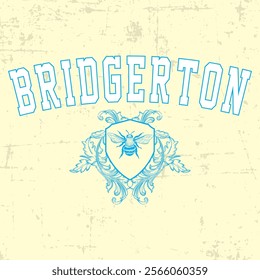 TYPE SCHOOL AND SHIELD BLUE BEE AND GRUNGE