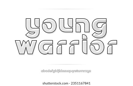 “YOUNG WARIOR”modern type with shadow for events, promotions, logos, banner, monogram and poster ( NON NUMERIC )