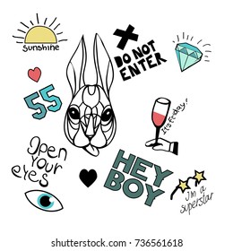 type slogan message with sketch rabbit