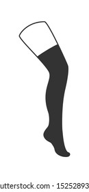 Type of sock - over knee. Woman socks silhouette, outline