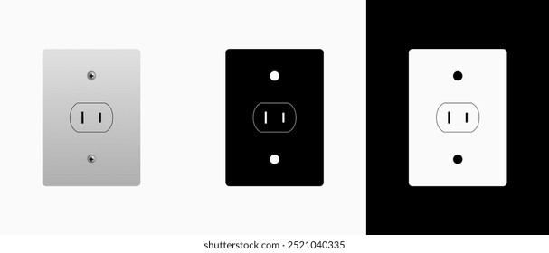 Type A Socket Icons: vector illustration of type A socket icons with black and white background