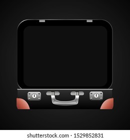 Type of suitcase inside. Suitcase travel front view vector icon. Baggage vacation bag. Suitcase travel side view vector icon.
