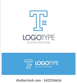 Type, Text, Write, Word Blue Outline Logo Place for Tagline