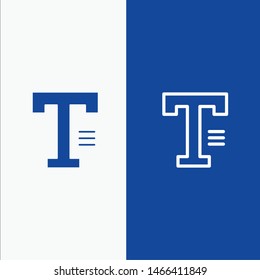 Type, Text, Write, Word Line and Glyph Solid icon Blue banner Line and Glyph Solid icon Blue banner. Vector Icon Template background