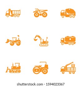 Type of truck solid icon set on white background, For web and media develop