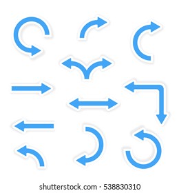 Type of various colored arrows. Arrows icon set in vector.