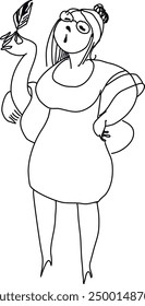 type, vector drawing of a woman in glasses. Can be used for a postcard, book or website.