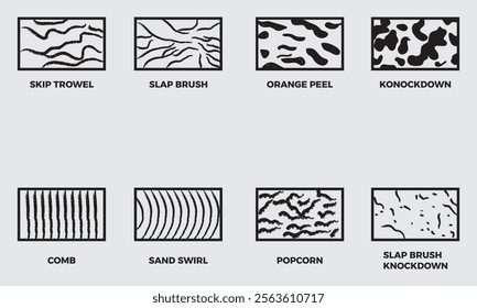 type of wall surface outline icon symbol .various concrete surface icon isolated on background