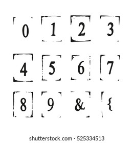 Type Writer Numbers For Your Design. Creative Hand Made Numbers. Lino Cut Numbers. Beautiful Typography Elements.