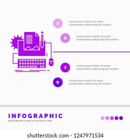 Type Writer, paper, computer, paper, keyboard Infographics Template for Website and Presentation. GLyph Purple icon infographic style vector illustration.