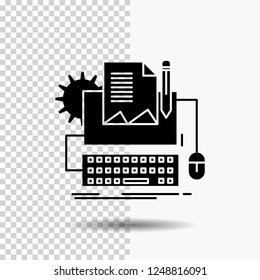 Type Writer, paper, computer, paper, keyboard Glyph Icon on Transparent Background. Black Icon