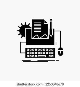 Type Writer, paper, computer, paper, keyboard Glyph Icon. Vector isolated illustration