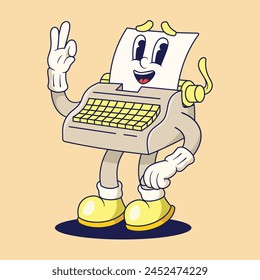 Type Writer Retro Mascot Illustration