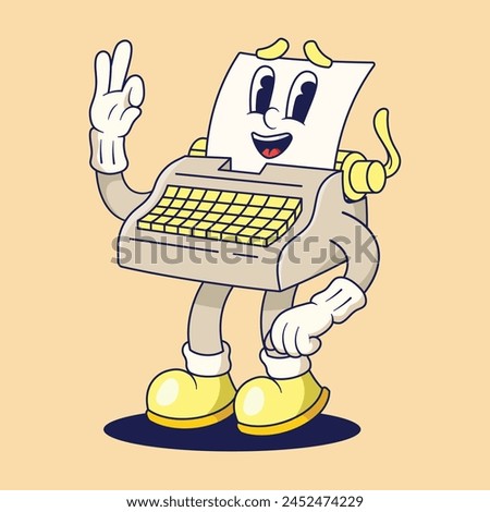 Type Writer Retro Mascot Illustration