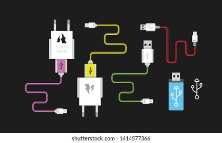 Type-A, Type-B, Mini-USB, Micro-USB (Sockets and connectors for PC and mobile devices)