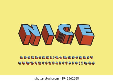 diseño de alfabeto tipográfico, letras y números estilo rojo y verde, vector tipográfico