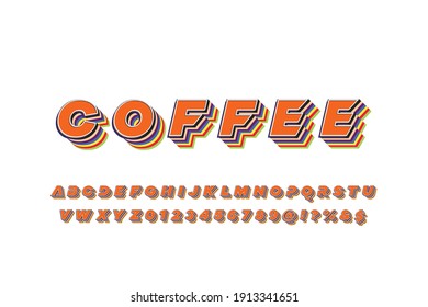 typeface alphabet font, typeface design, white and orange vector background