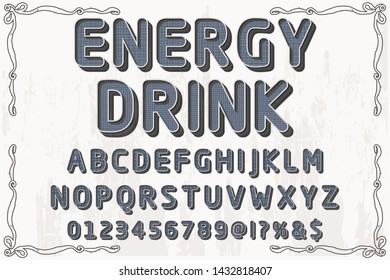 Typeface alphabet Font Script handcrafted handwritten vector label design old style.Shadow Effect.vintage Hand Drawn.Retro Typography.Vector Illustration.