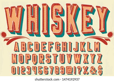 Typeface alphabet Font Script handcrafted handwritten vector label design old style.Shadow Effect.vintage Hand Drawn.Retro Typography.Vector Illustration.