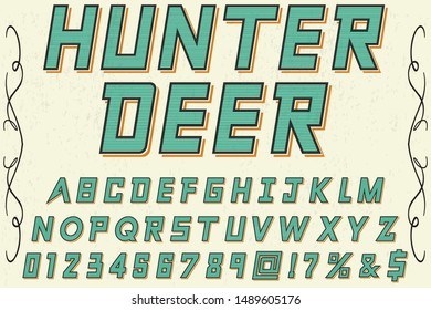 Typeface alphabet Font Script handcrafted handwritten vector label design old style.Shadow Effect.vintage Hand Drawn.Retro Typography.Vector Illustration.
