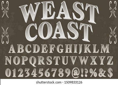 Typeface alphabet Font Script handcrafted handwritten vector label design old style.Shadow Effect.vintage Hand Drawn.Retro Typography.Vector Illustration.