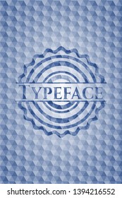 Typeface blue hexagon emblem. Vector Illustration. Detailed.