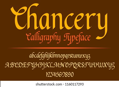 Calligraphic Brushpen Font Golden Sparkles Background Stock Vector Royalty Free