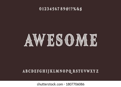 typeface design, alphabet vintage font,  brown and white style background vector