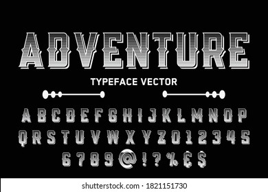 typeface design, alphabet vintage font, black and white style background vector