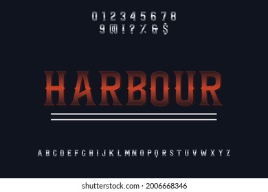 typeface design, classic font blue ,white and orange vector background
