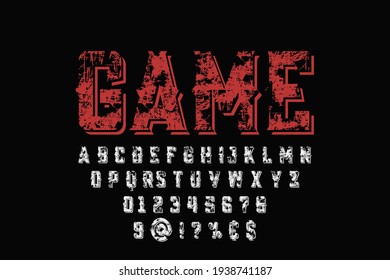 typeface design,retro font,  black and red vector background