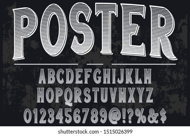 typeface font 3d, grunge vector poster