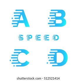Typeface. Font. Alphabet. Motion effect simple letters A,B,C,D. Typographic alphabet in a set . 