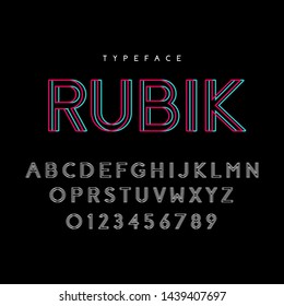 Typeface Font Line Alphabet With Glitch Effect