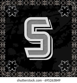 typeface font vintage alphabet and monogram floral lettering label design named s