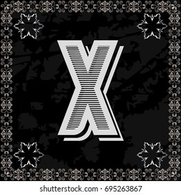 typeface font vintage alphabet and monogram floral lettering label design named x