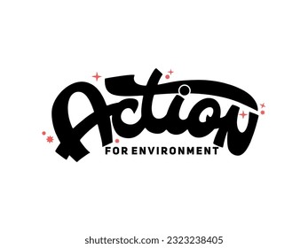 typeface graphic design with word ACTION for banner, t-shirt, campaign and poster in handwritten style