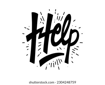 typeface graphic design with word HELP for banner, t-shirt, campaign and poster in handwritten style