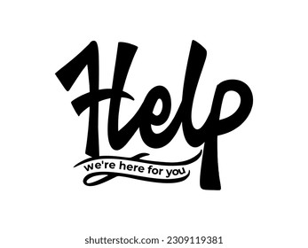 typeface graphic design with word HELP for banner, t-shirt, campaign and poster in handwritten style